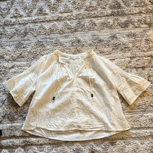 Madewell Cream Blouse with Tassel Ties